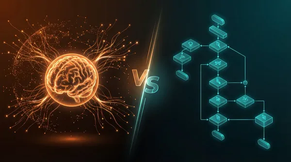 Dashboard comparing AI agents and workflows