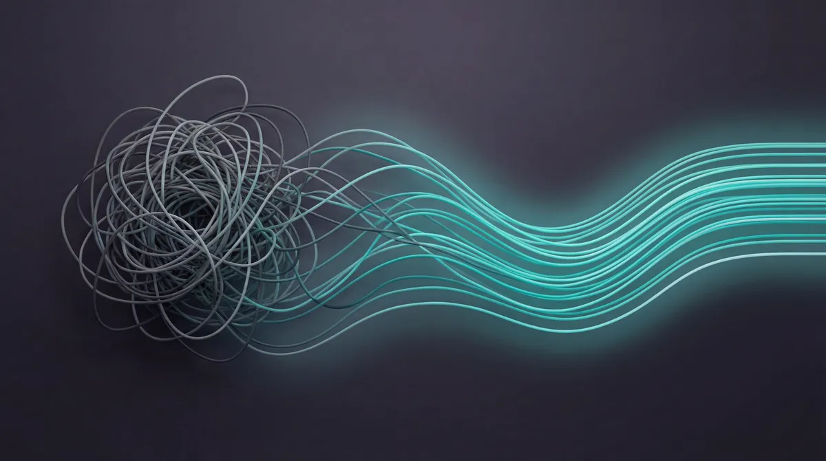 Abstract visualization of the AI automation journey from simple to sophisticated