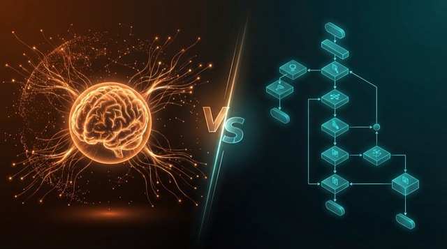 Dashboard comparing AI agents and workflows