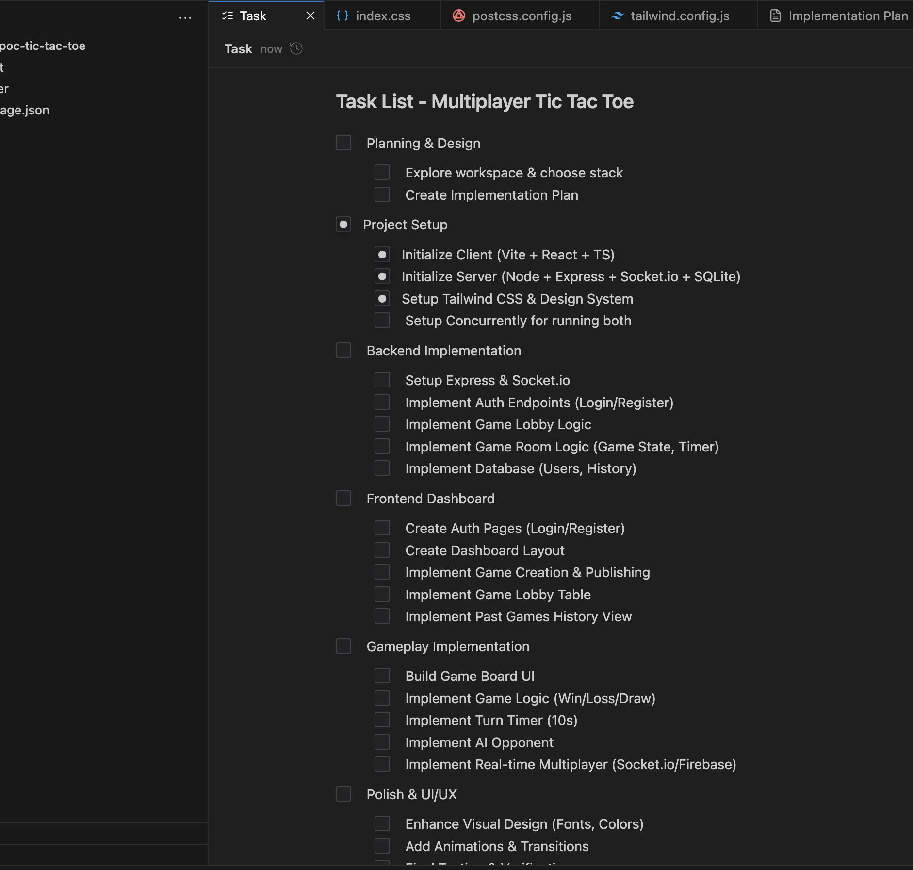 Antigravity's task list