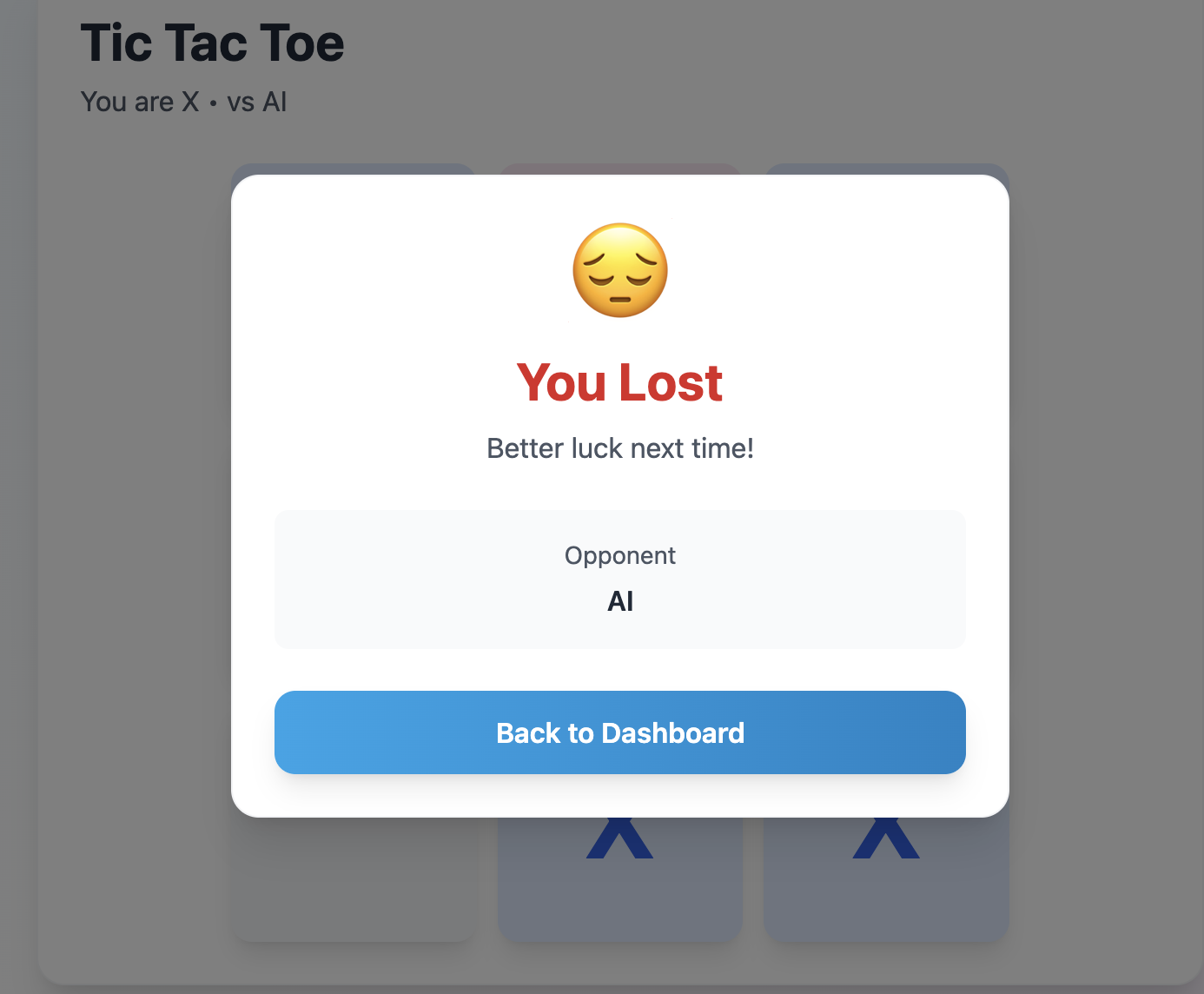 Lovable's polished tic-tac-toe interface